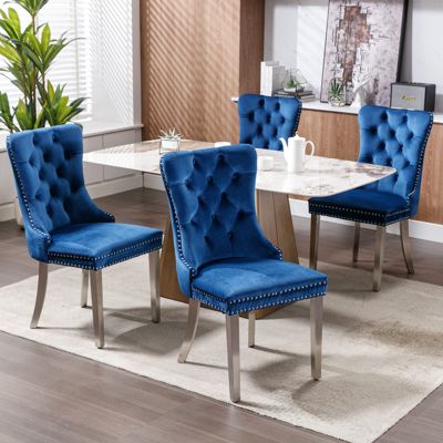 Set of 2 Velvet Upholstered Contemporary Dining Chairs