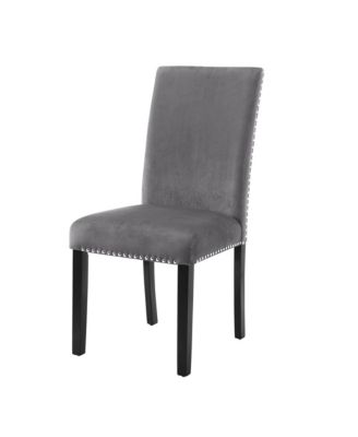 Contemporary Velvet Dining Chair with Nailhead Trim, Set of 2
