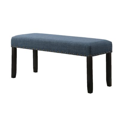 Fabric Dining Bench with Nailhead Trim, Blue