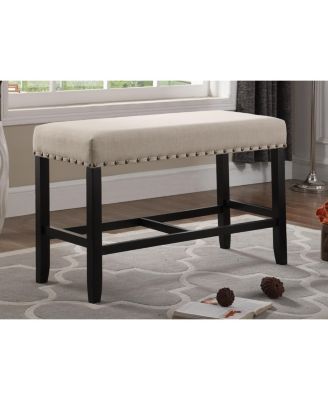 Fabric Counter Height Dining Bench with Nailhead Trim