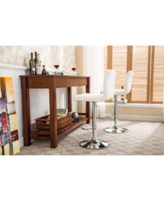 Faux Leather Adjustable Hydraulic Bar Stool, Set of 2