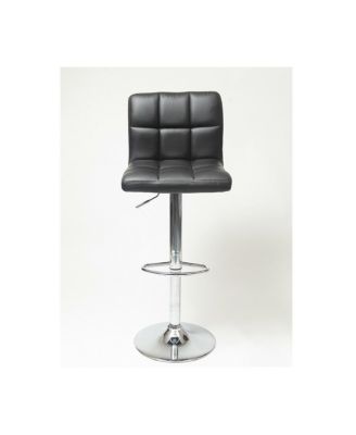 Faux Leather Adjustable Hydraulic Bar Stool, Set of 2, Black