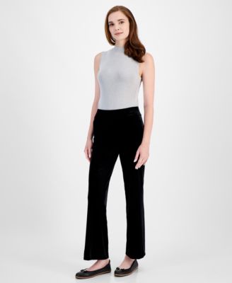 Anne Klein - Women's High-Rise Wide-Leg Velvet Pants