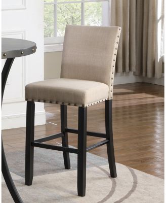 Set of 2 Fabric Bar Stools with Nailhead Trim
