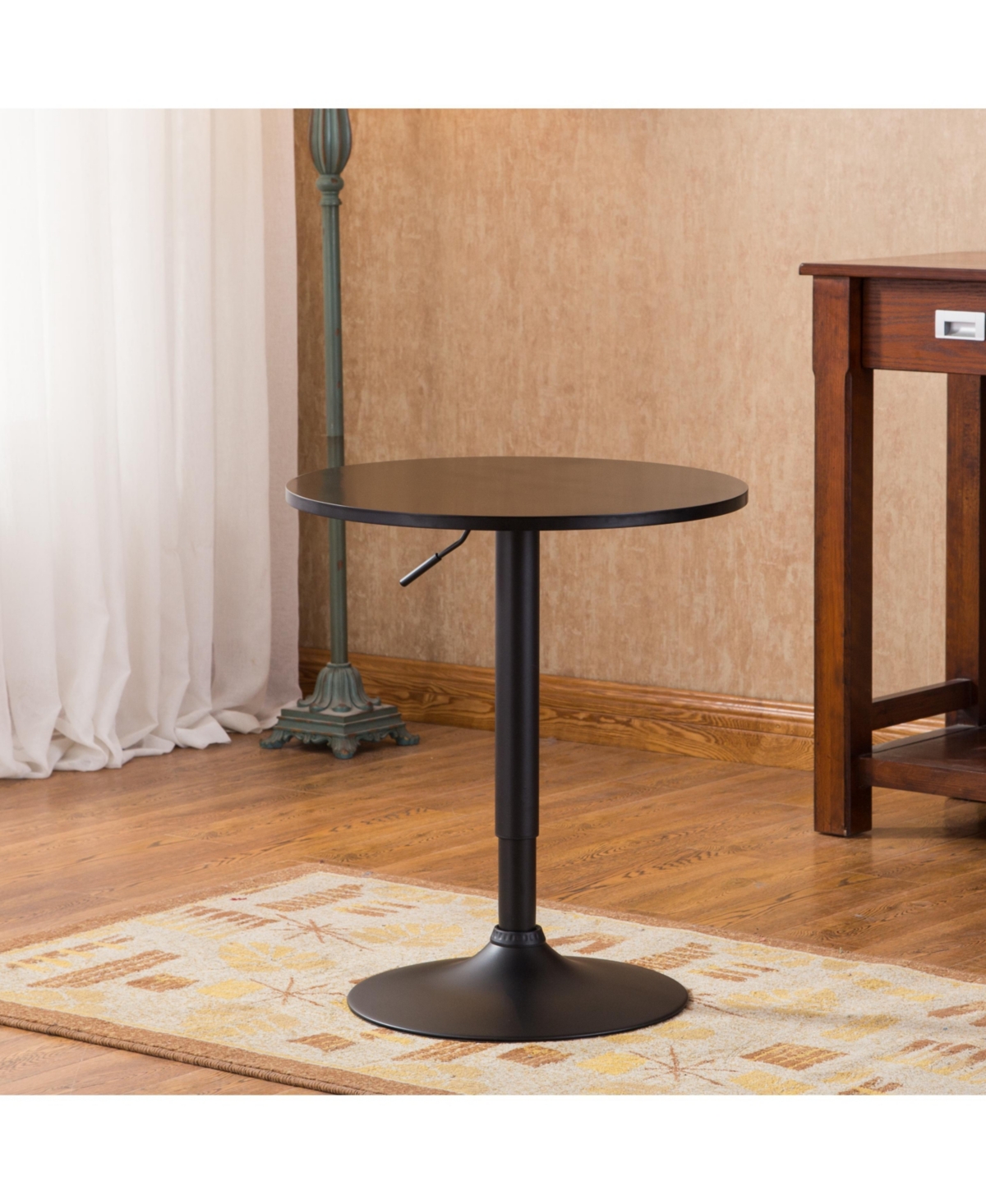 Streamdale Furniture Belham Black Round Top Adjustable Height with Black Leg And Base Metal Bar Table