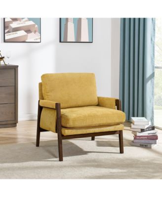 Streamdale Mid-Century Modern Velvet Accent Armchair, Yellow