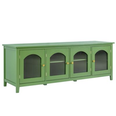 Stylish 71-Inch TV Stand with Antique Green Glass Door