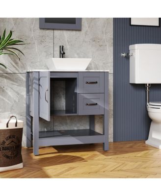 30" Vanity with Mirror, Faucet, and Marble Top