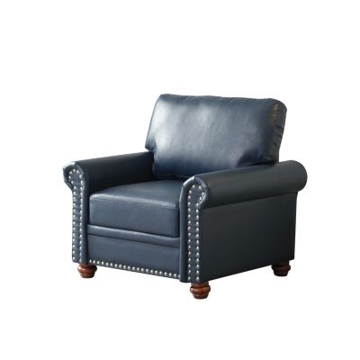  Navy Blue Faux Leather Sofa Chair