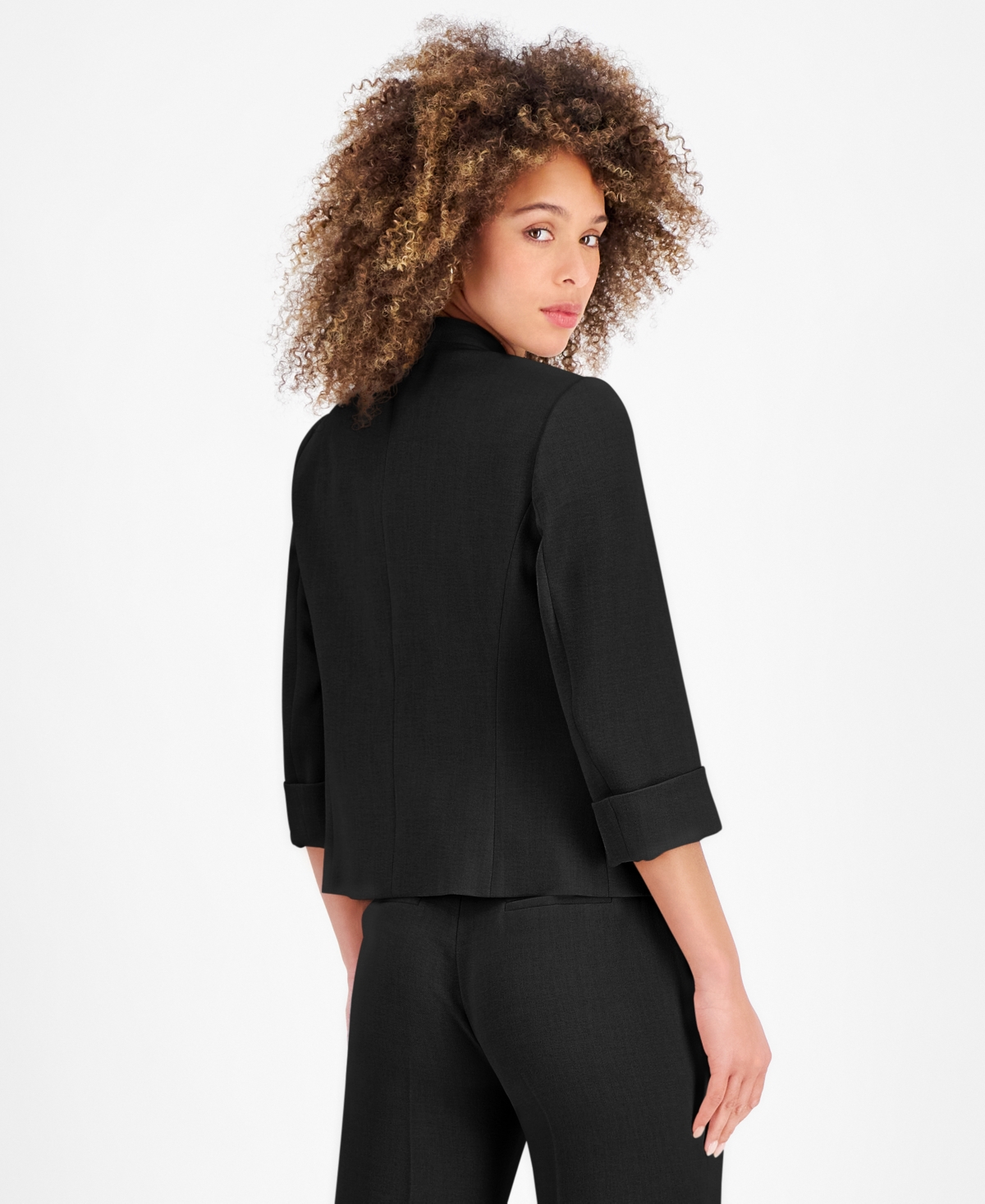 Kasper Women's Stretch-crepe Open-collar Blazer In Black
