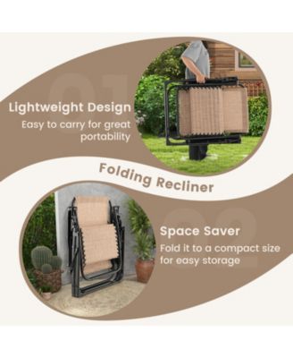 Adjustable Metal Zero Gravity Lounge Chair with Removable Cushion and Cup Holder Tray