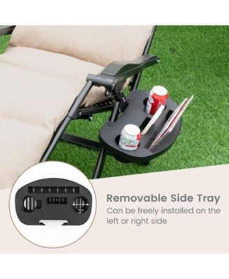 Adjustable Metal Zero Gravity Lounge Chair with Removable Cushion and Cup Holder Tray