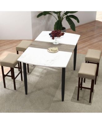 2 Set of 29 Inch Height Upholstered Bar Stool with Solid Rubber Wood Legs and Footrest