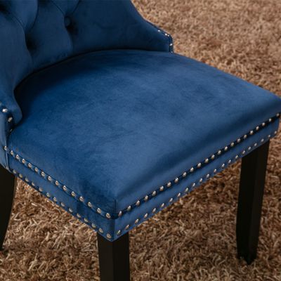 Streamdale Contemporary Velvet Dining Chairs, Blue, 2-PCS Set
