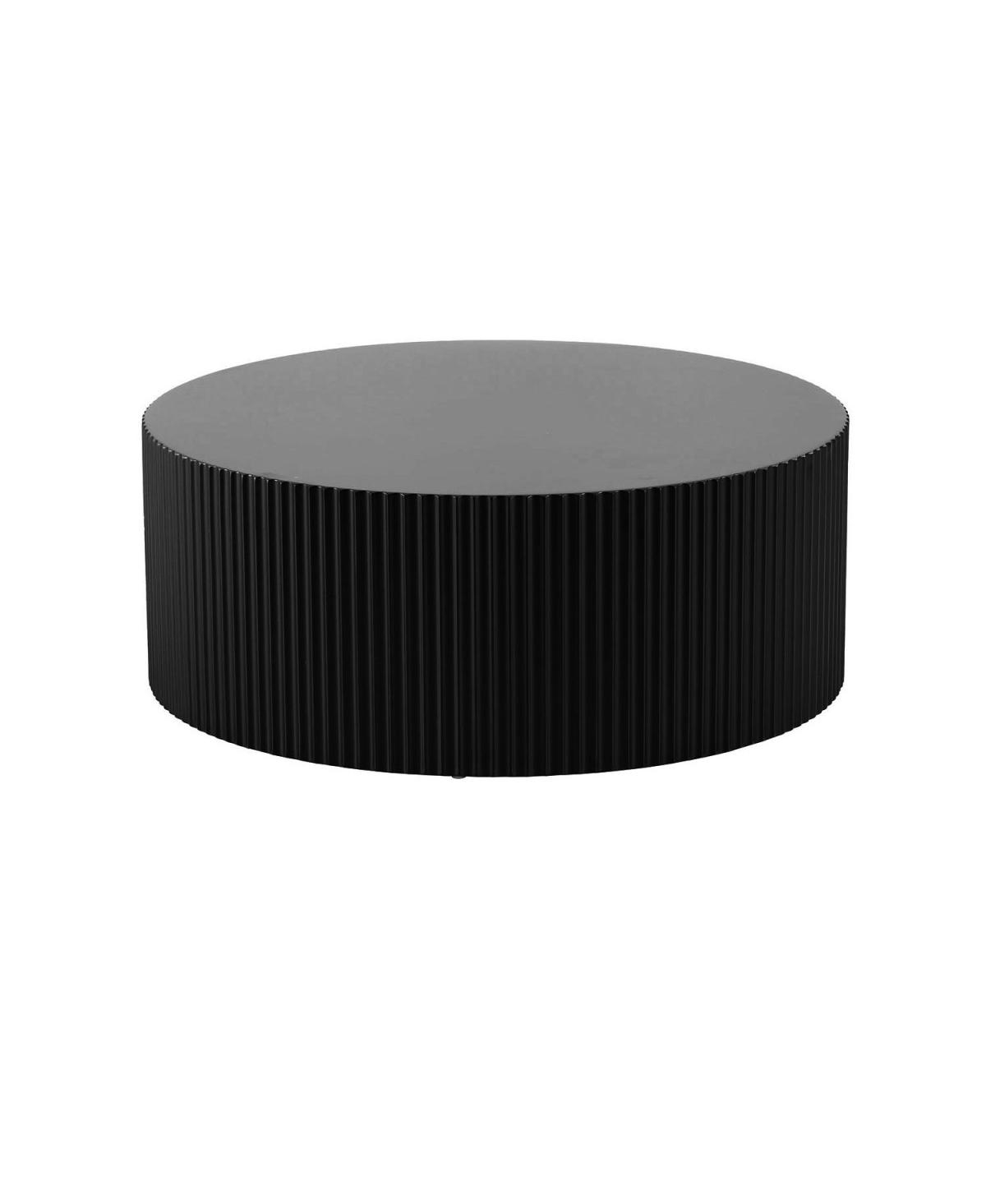 Streamdale Furniture Sleek And Modern Round Coffee Table With Eye-Catching Relief Design, Black