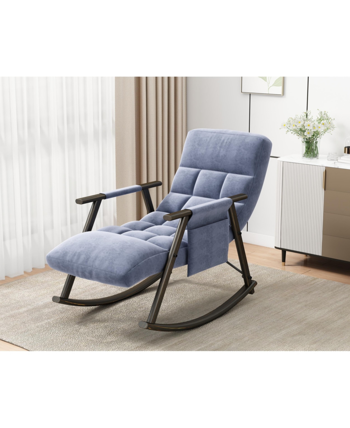 Streamdale Furniture Space-Saving, Adjustable Rocking Chair with Sturdy Iron Frame & Comfortable Cushions
