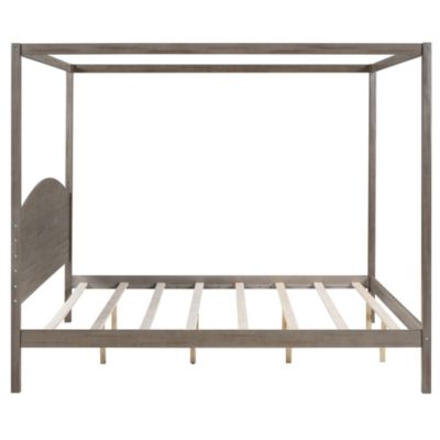 Streamdale King Size Canopy Platform Bed With Headboard And Support Legs, Wash