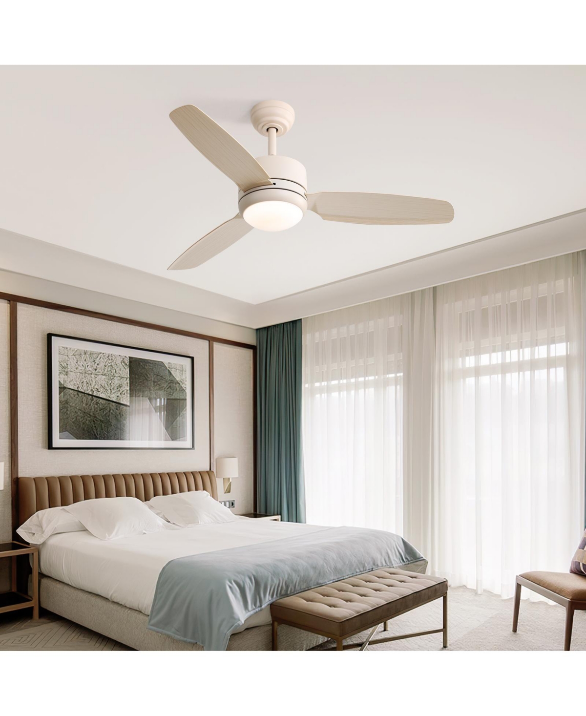 Sofucor Ceiling Fan with Lights & Remote, 18W Tri-Color Dimmable Light, Memory Function