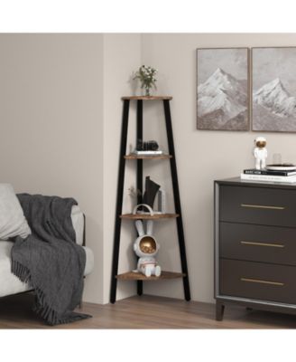 4-Tier Industrial Corner Ladder Shelf Display Rack for Home Office