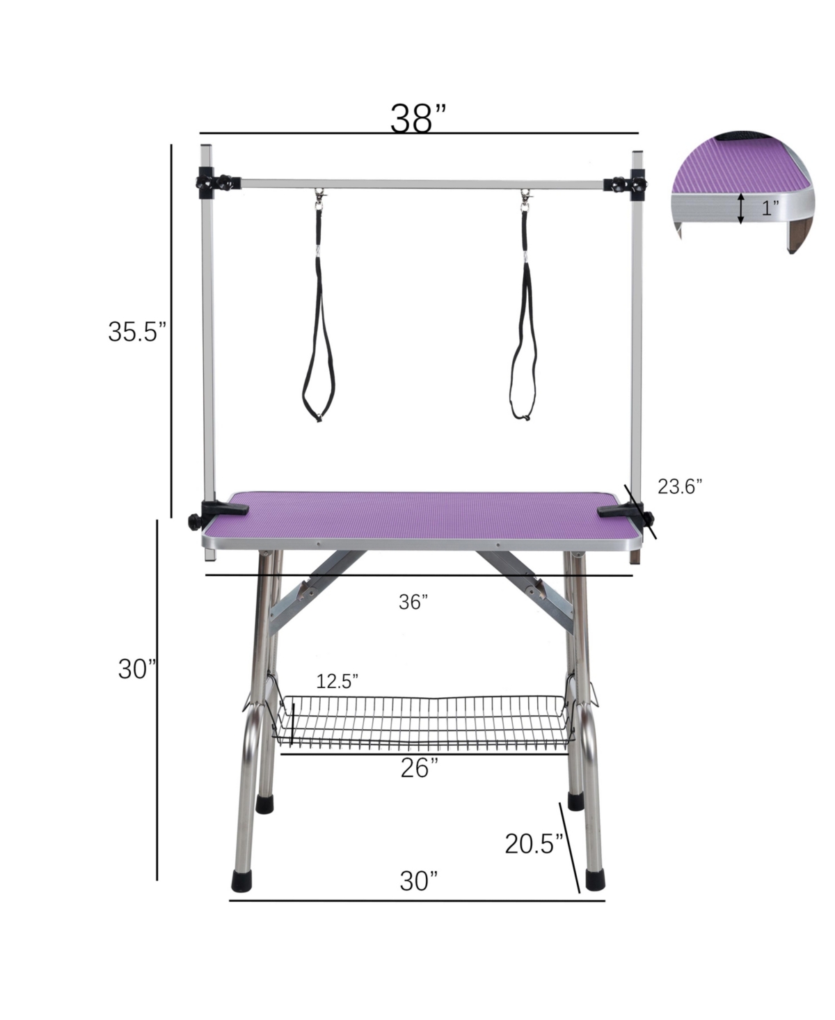 Streamdale Furniture Sturdy Foldable Pet Grooming Table with Storage