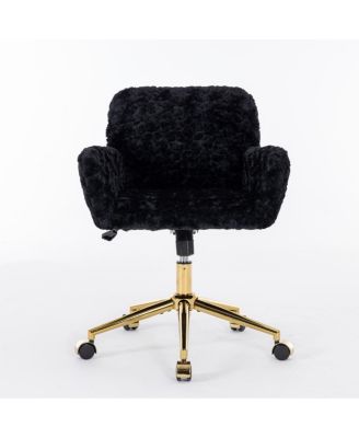 Adjustable Swivel Office Chair with Golden Metal Base