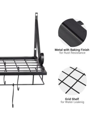 Aquaterior Wall Mount Cookware Rack with 10 Hooks Pan Pot Organizer Kitchen