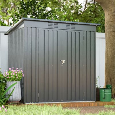 Streamdale Sturdy and Tall 72&amp;#x22; x 48&amp;#x22; x 68&amp;#x22; Black Shed with Double Hinged Door