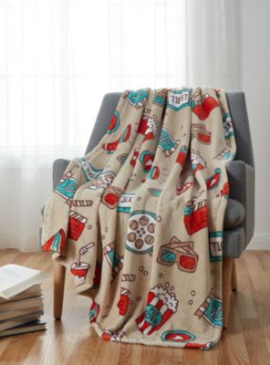 Popcorn Night At The Movies Ultra Soft and Plush Oversized Accent Throw Blanket - 50 in. W x 70 in. L