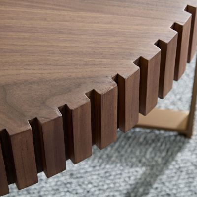 Streamdale Modern Wood Coffee Table with Stainless Steel Pedestal Base