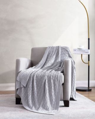 University Living Ultra Soft & Plush Oversized "The Scholar" Cable Knit Cotton Accent Throw Blanket