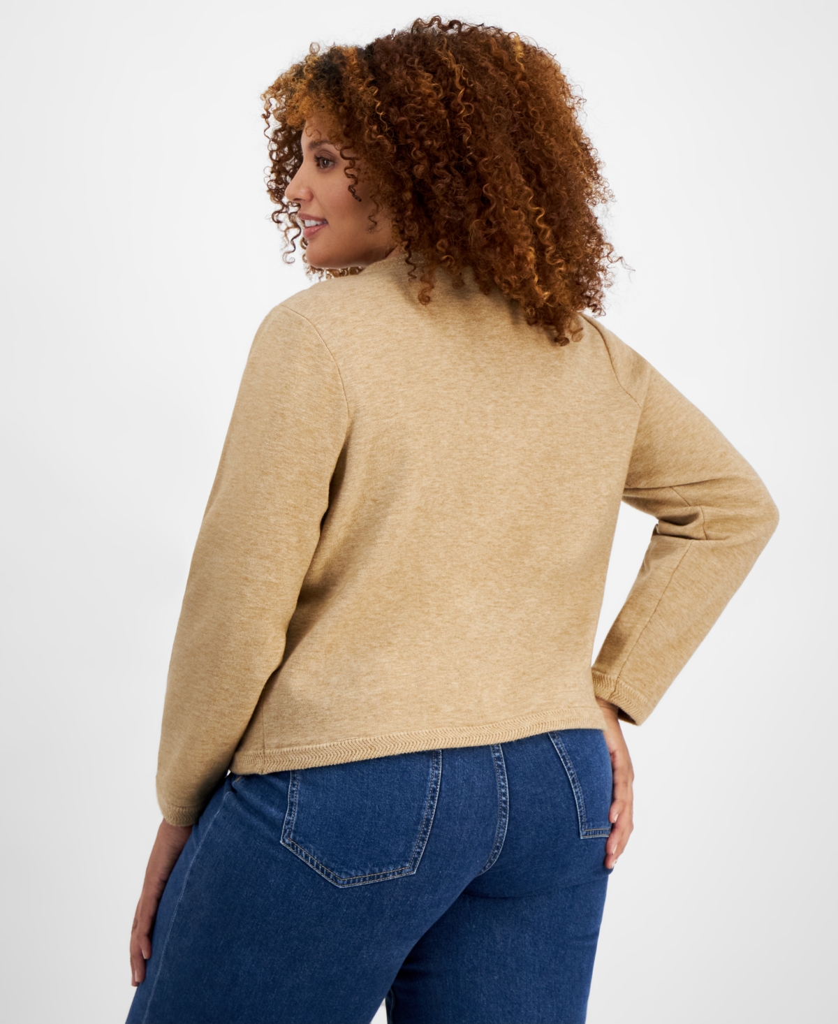 ON 34TH TRENDY PLUS SIZE MILANO CREWNECK CARDIGAN, CREATED FOR MACY'S 
