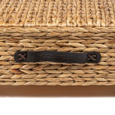 Chett 26.38&amp;#x22; Minimalist Hand-Woven Hyacinth/Wood Underbed Storage Bin with Wheels and Handles
