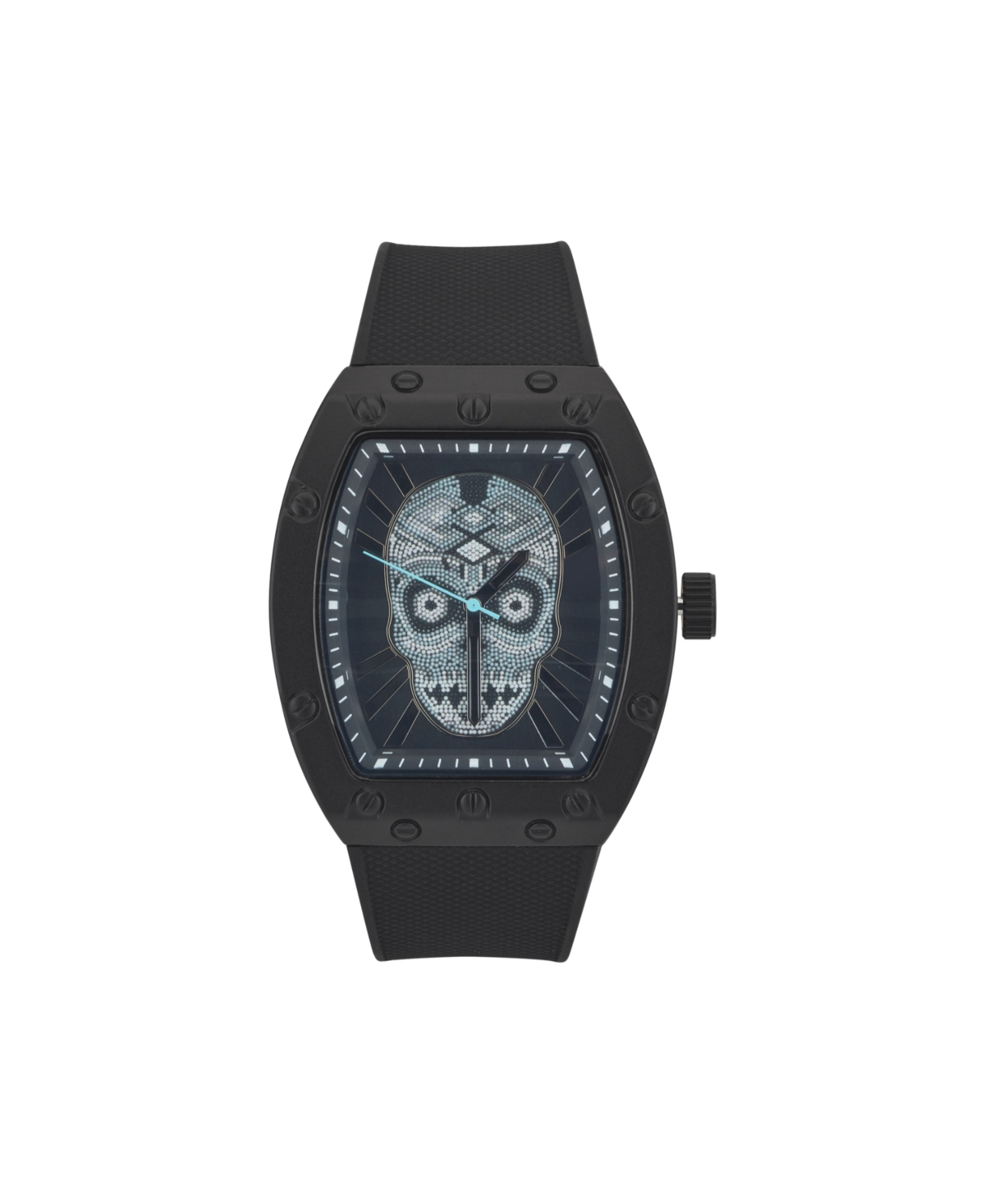 Men's Matte Black Silicone Strap Analog Watch 53mm - Black