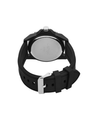 Men's Matte Black Silicone Strap Analog Watch 44mm