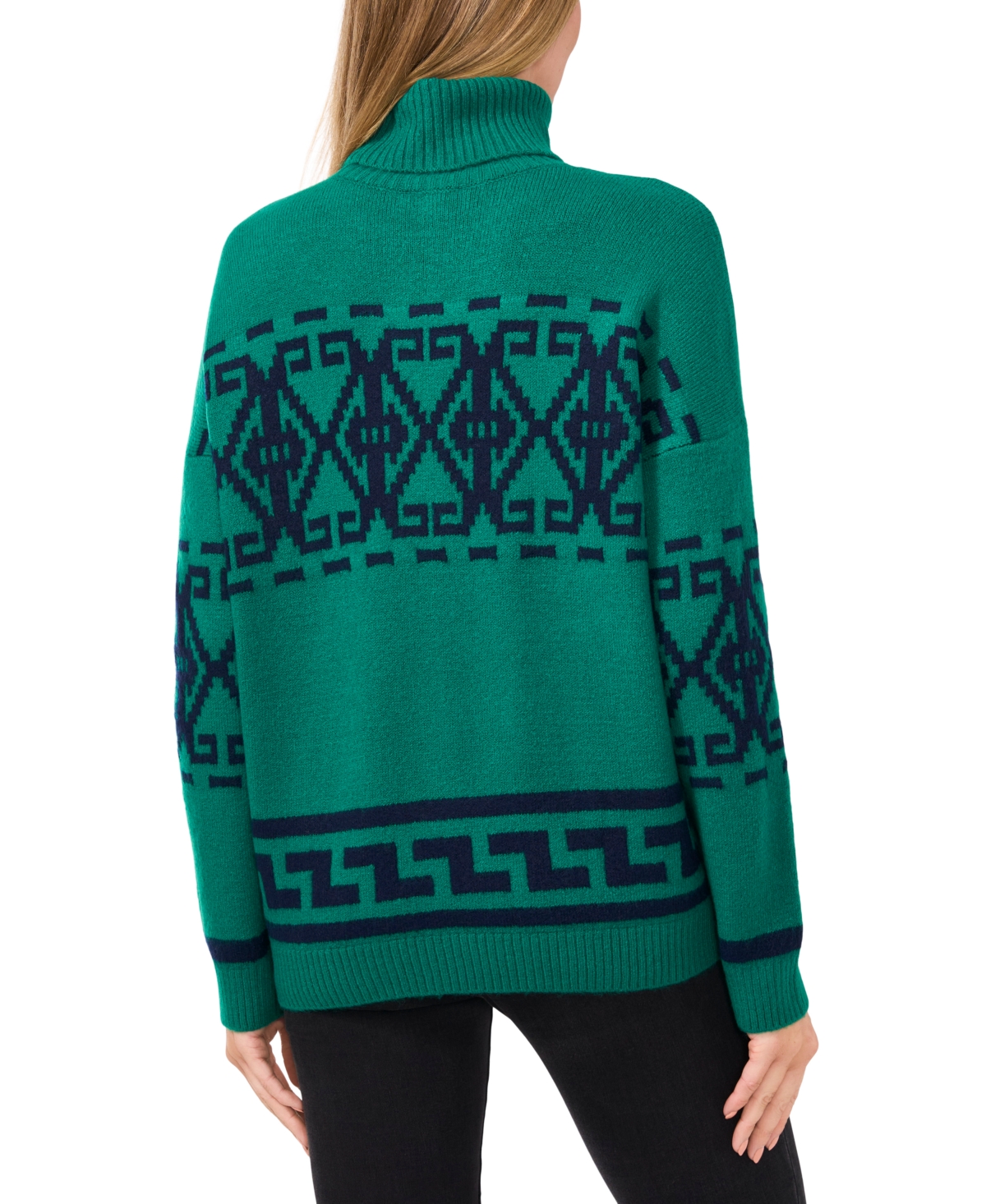 Shop Cece Women's Fair Isle Long Sleeve Turtleneck Sweater In Lush Meadow