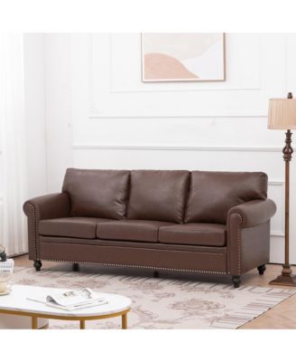 Modern Sofa with Pocket Springs and Elegant Silver Bubble Nails