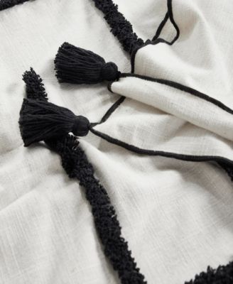 Lulu Tufted Cotton Throw Blanket I 50"x 70" I Ivory Black