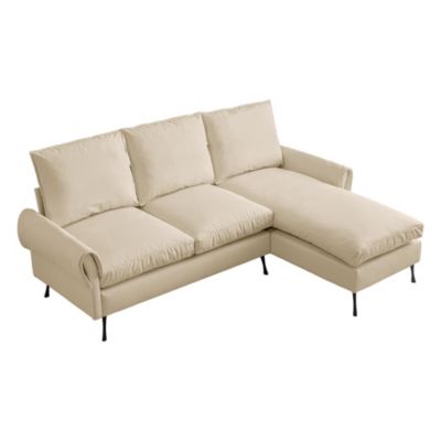 Streamdale Modern Technical Leather Sofa with Reversible Chaise Lounge