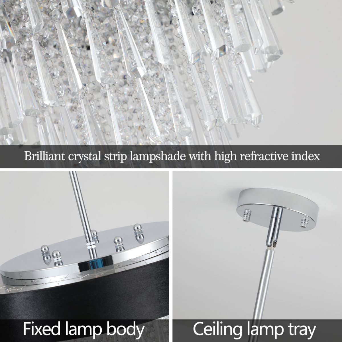 Streamdale Furniture Modern Crystal Chandelier For Living-Room Round Cristal Lamp Luxury Home Decor Light Fixture