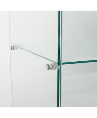 White Glass Display Cabinet with Double Doors & 5 Shelves