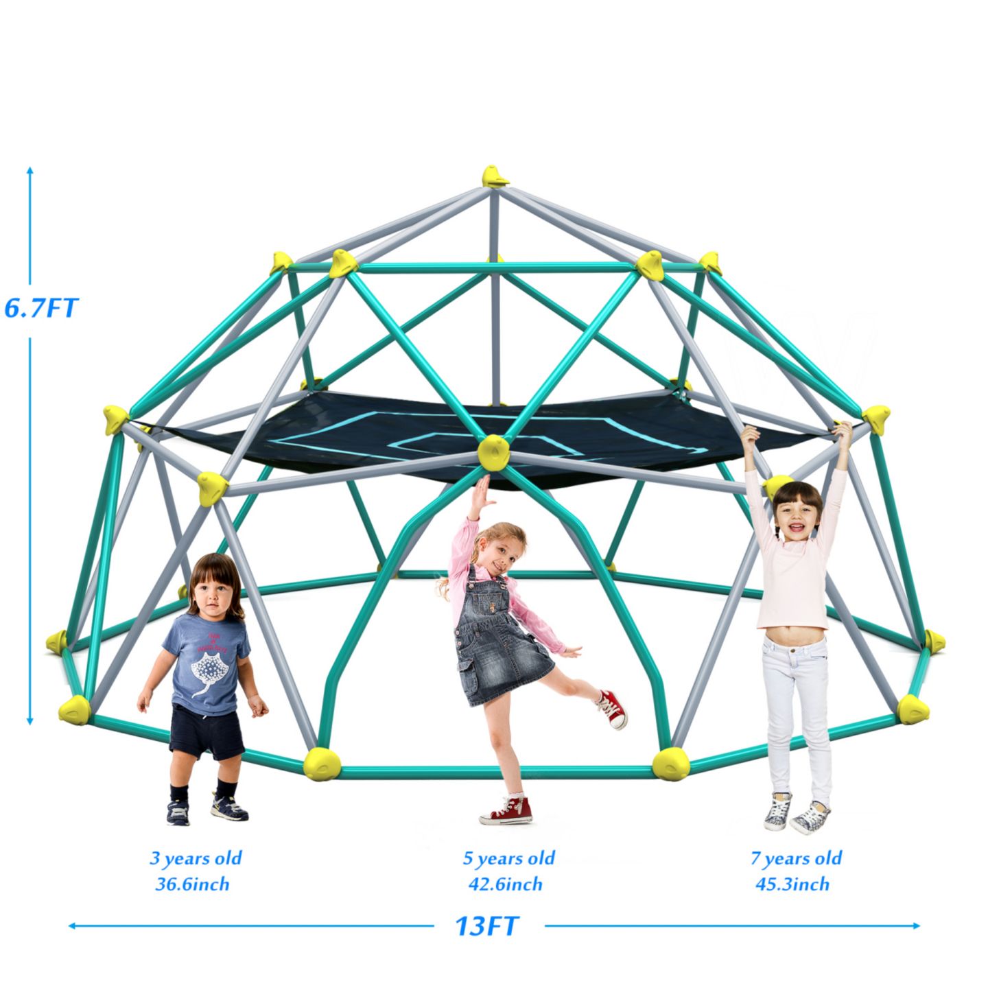Детская игрушка Streamdale Furniture Geometric Rust-Resistant Climbing Dome, 13'W x 6.7'H, 1,000-lb Capacity, Ages 3+, цвет: Зелёный — фото 2