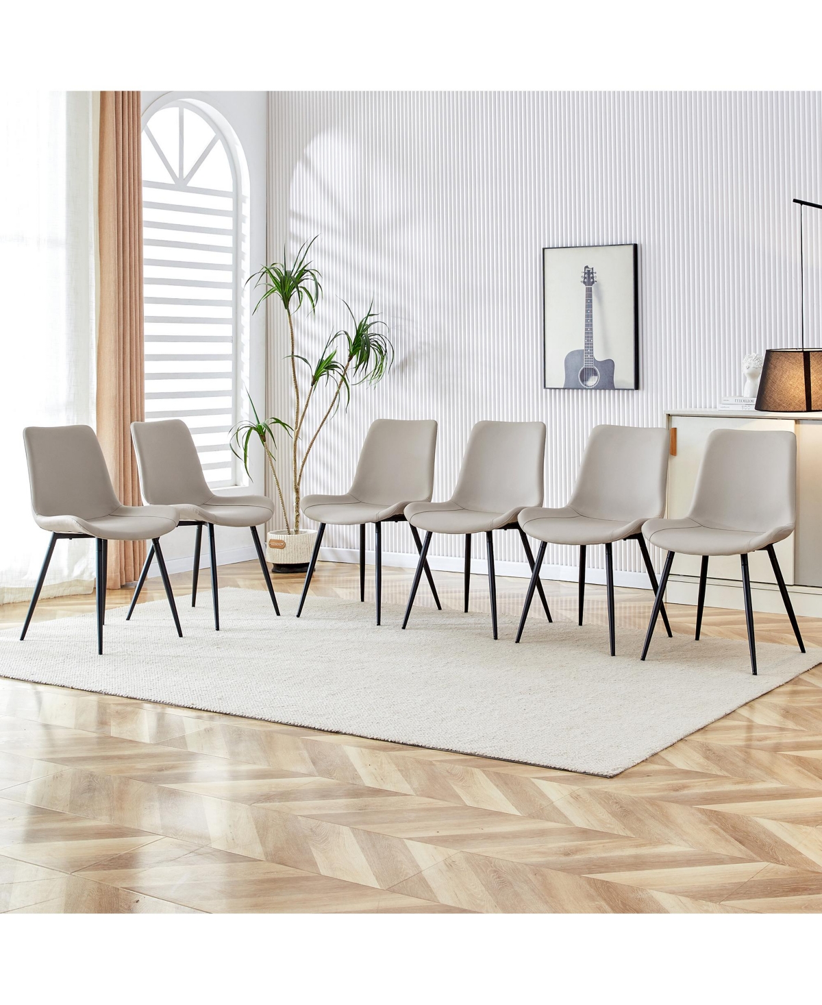 Streamdale Furniture Chic and ComfortableDining Chair with Black Metal Legs - Light gray