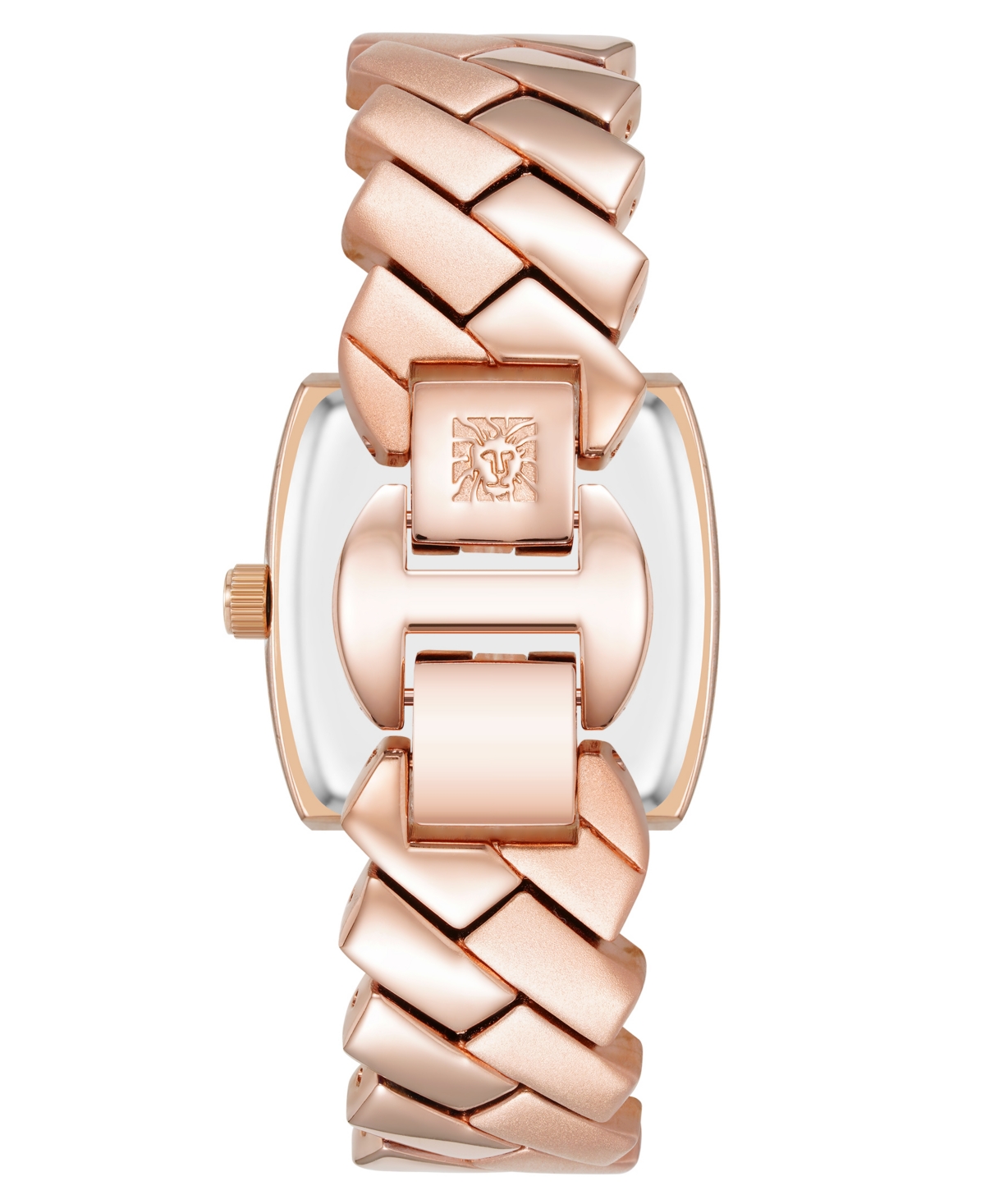 Anne Klein Women's Quartz Herringbone Rose Gold-tone Alloy Metal Bracelet Watch, 26mm In Rose Gold-tone