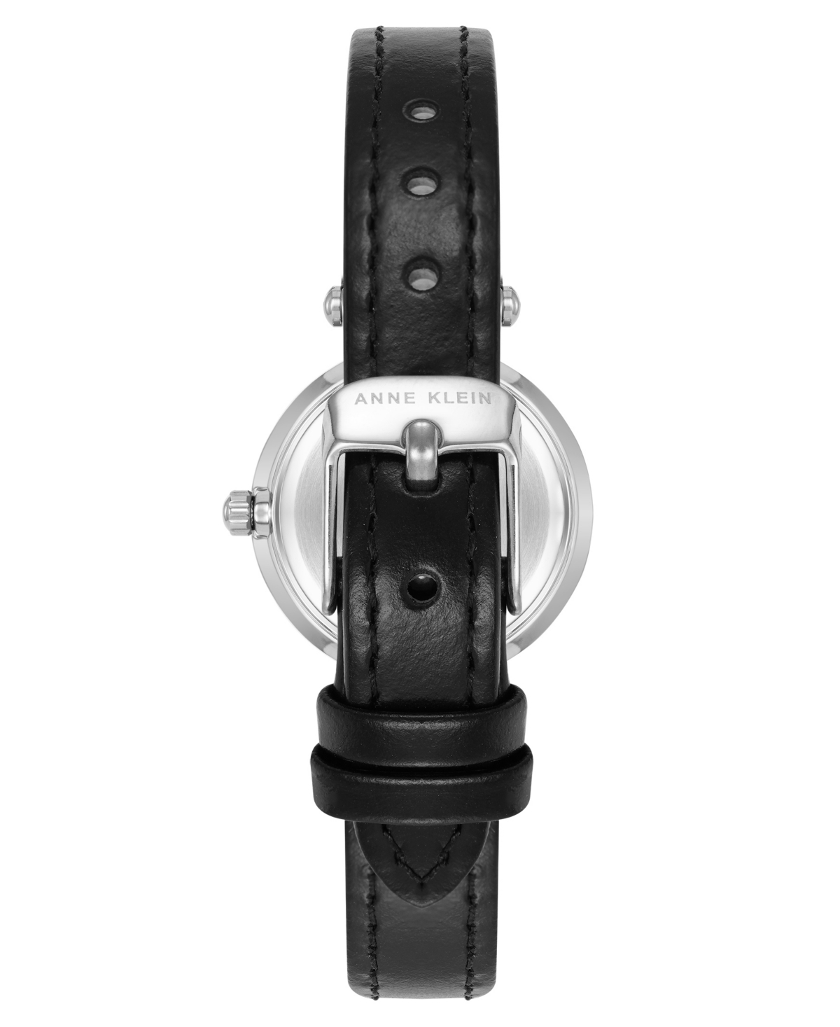Shop Anne Klein Women's Quartz Black Essential Leather And Silver-tone Alloy Metal Strap Watch, 26mm In Black,aqua,silver-tone