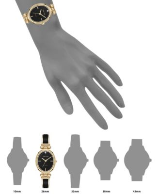 Women's Quartz Black Oval Diamond Accented Gold-Tone Alloy Metal Bangle Watch, 26mm