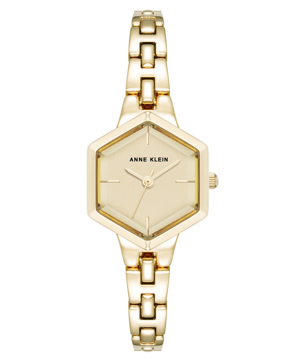 Anne Klein Women's Quartz Petite Hexagonal Gold-tone Alloy Metal Bracelet Watch, 21mm In Gold-tone