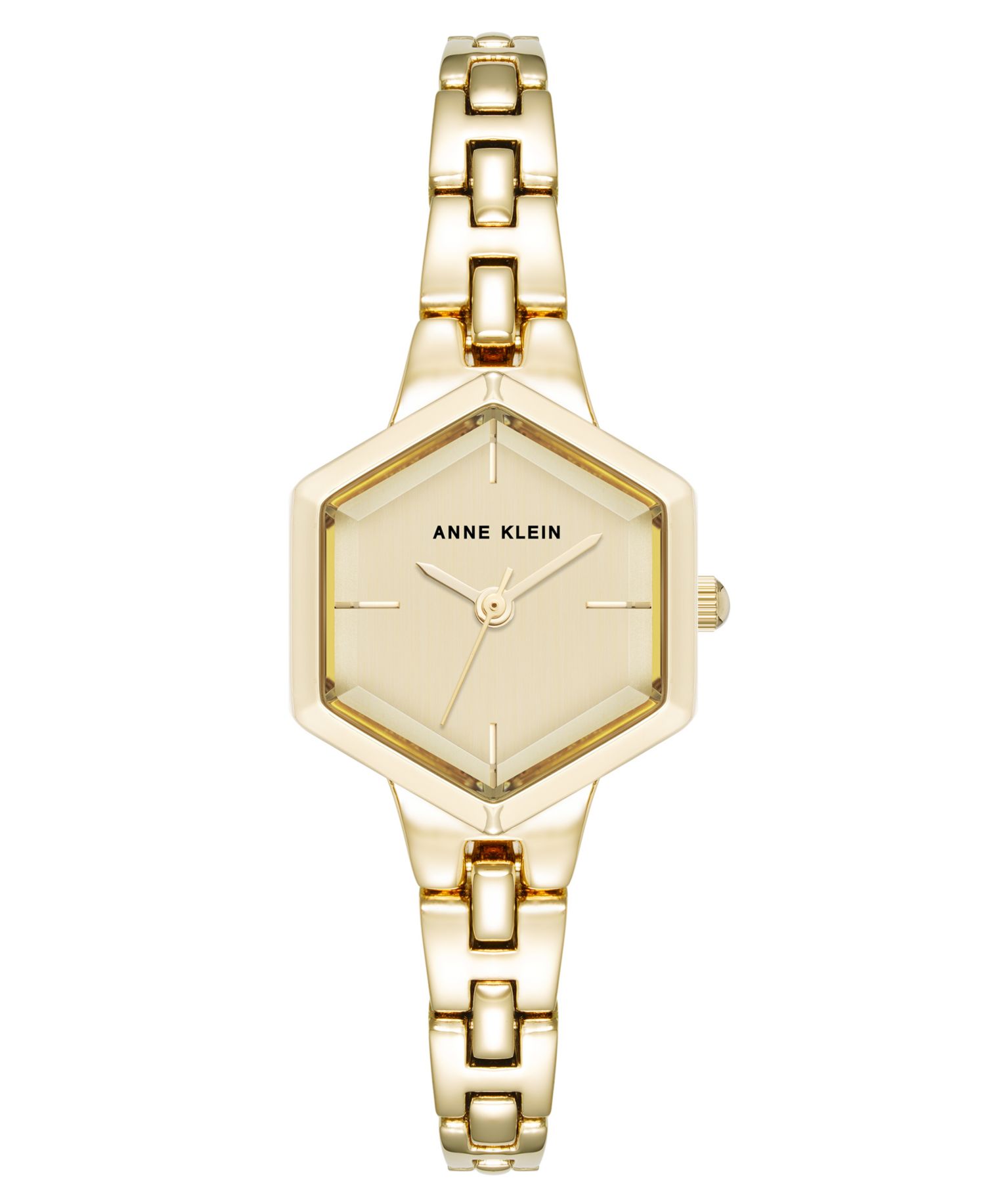 Women's Quartz Petite Hexagonal Gold-Tone Alloy Metal Bracelet Watch, 21mm