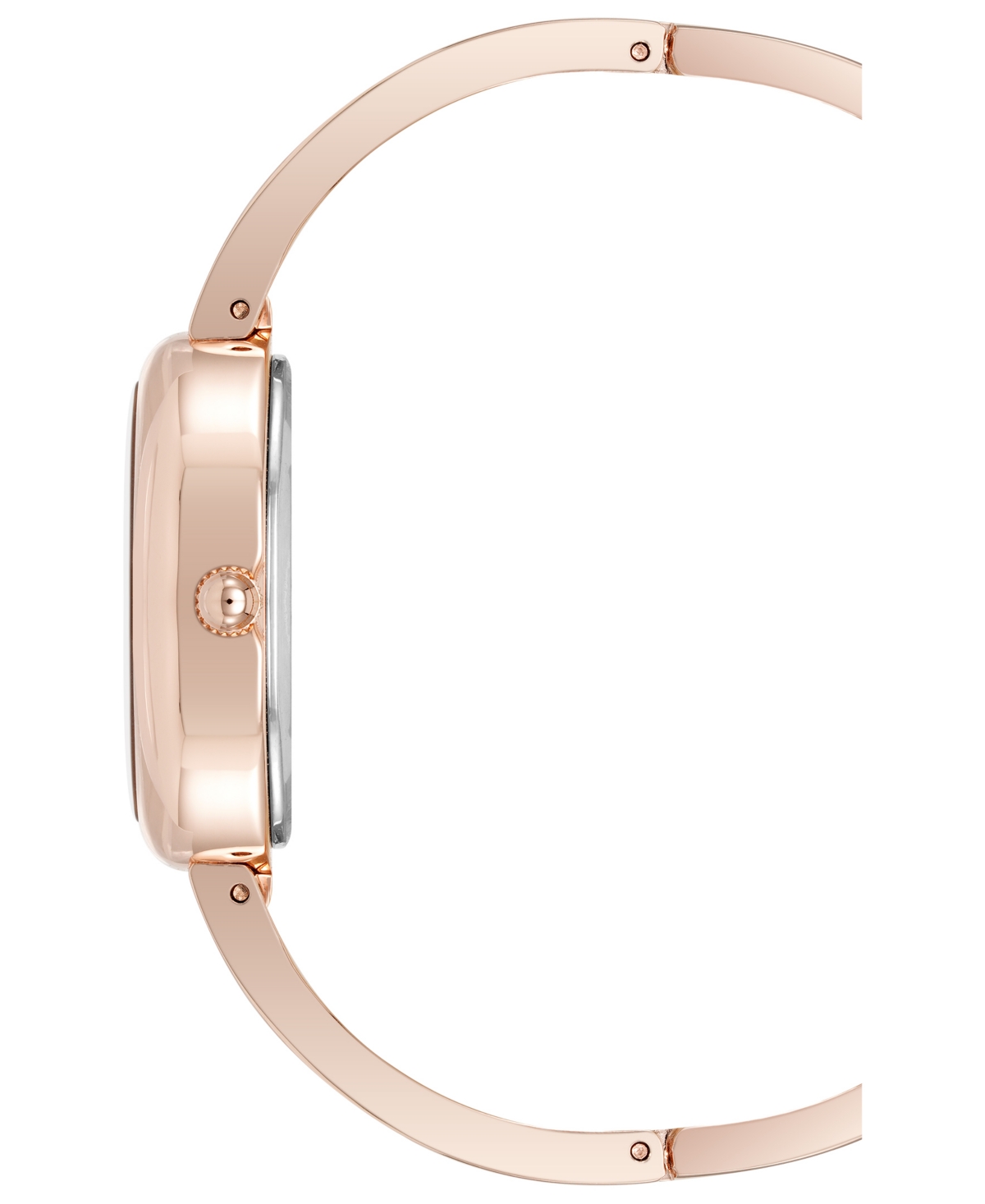 Anne Klein Women's Quartz Oval Rose Quartz Gemstone And Rose Gold-tone Alloy Metal Bangle Watch Set, 20mm In Pink,rose Gold-tone