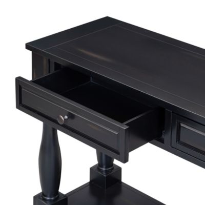 Streamdale 63" Long Navy Console Table with Drawers & Shelf