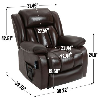single recliner chair genuine leather power lift with massage and heat